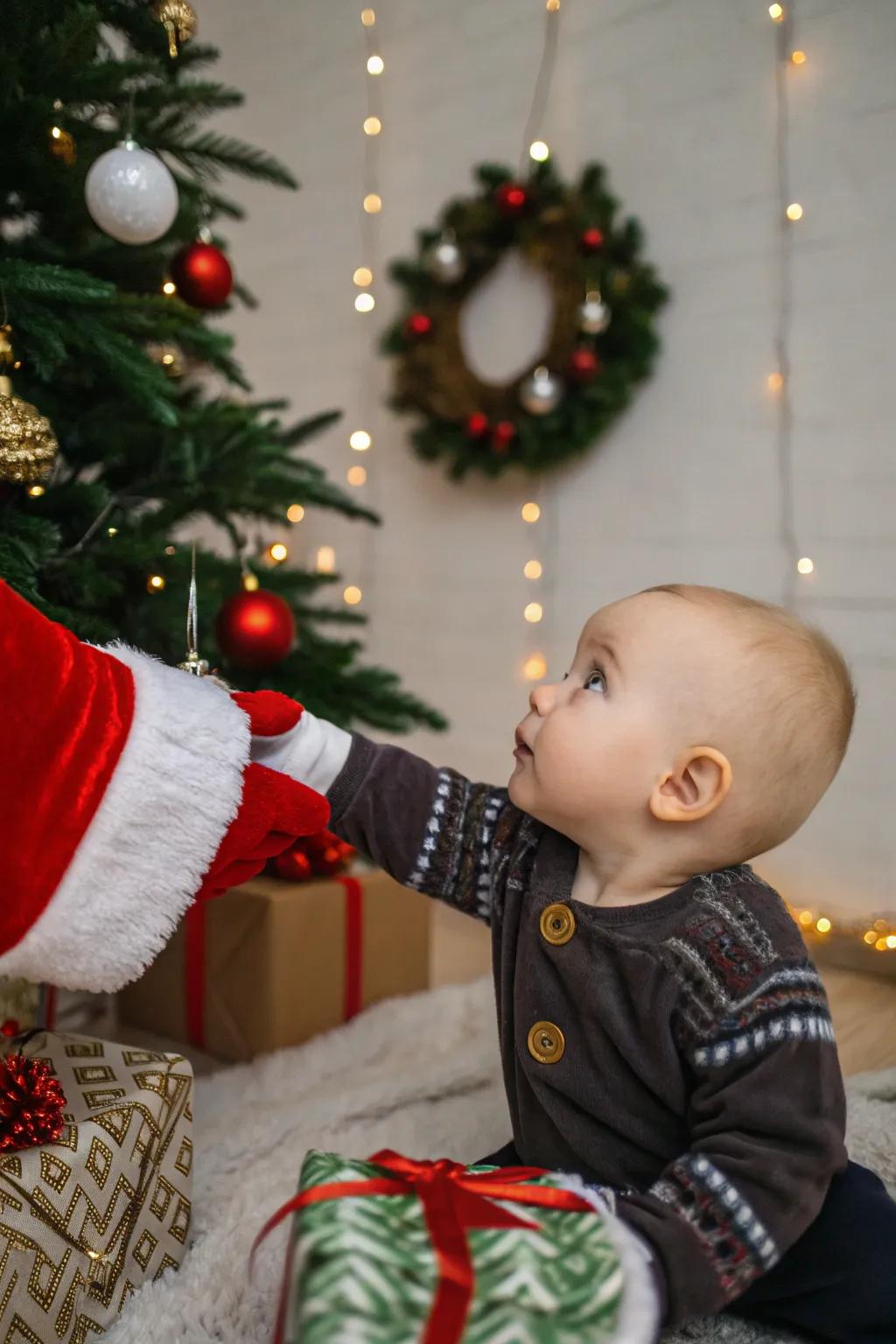 A magical glimpse of Santa adds a touch of wonder.