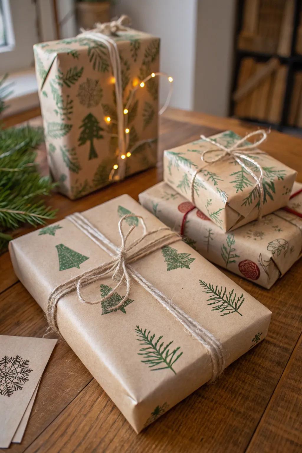Gifts wrapped using eco-friendly resources for a sustainable selection.