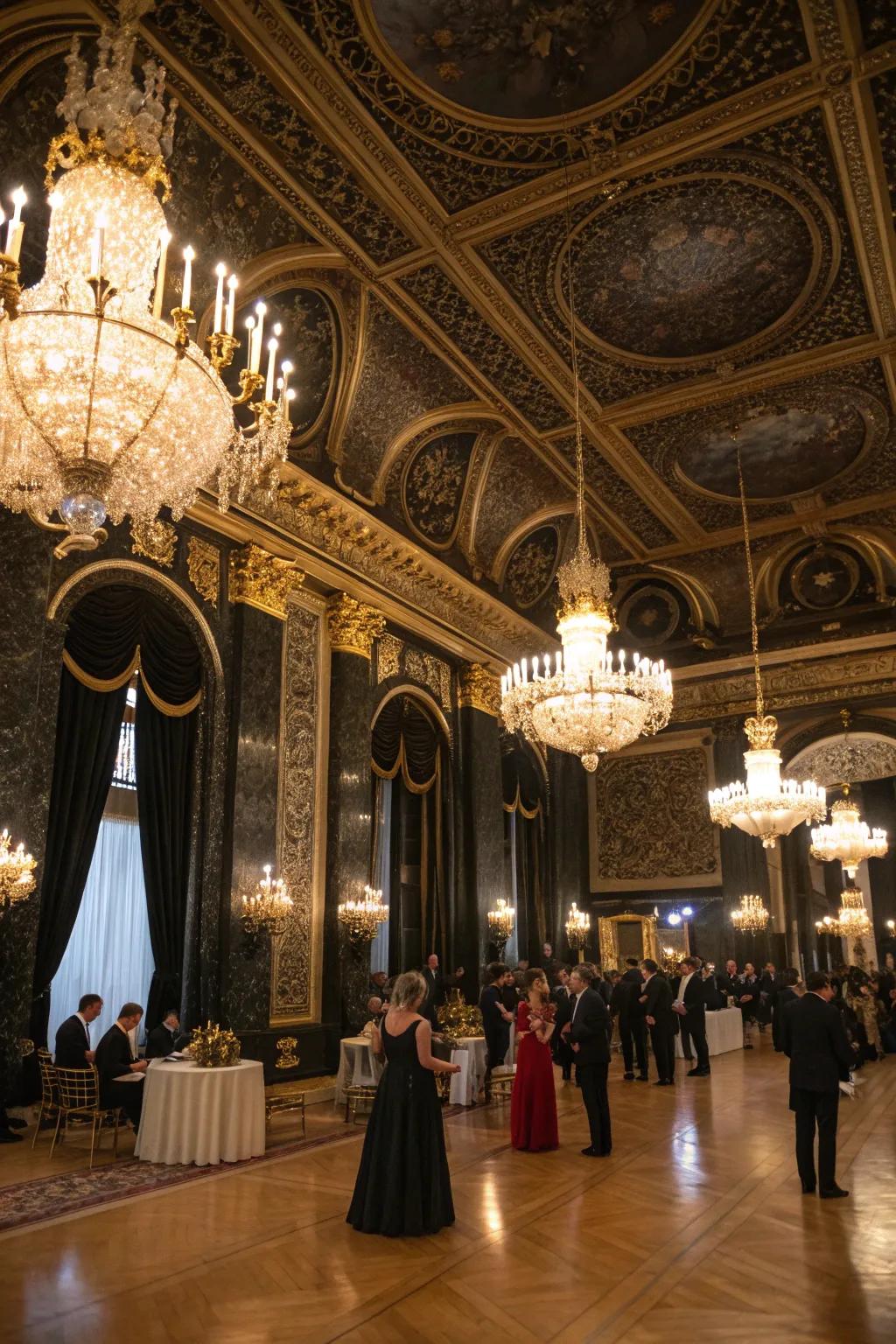 Experience opulence at a Black and Gold Gala.
