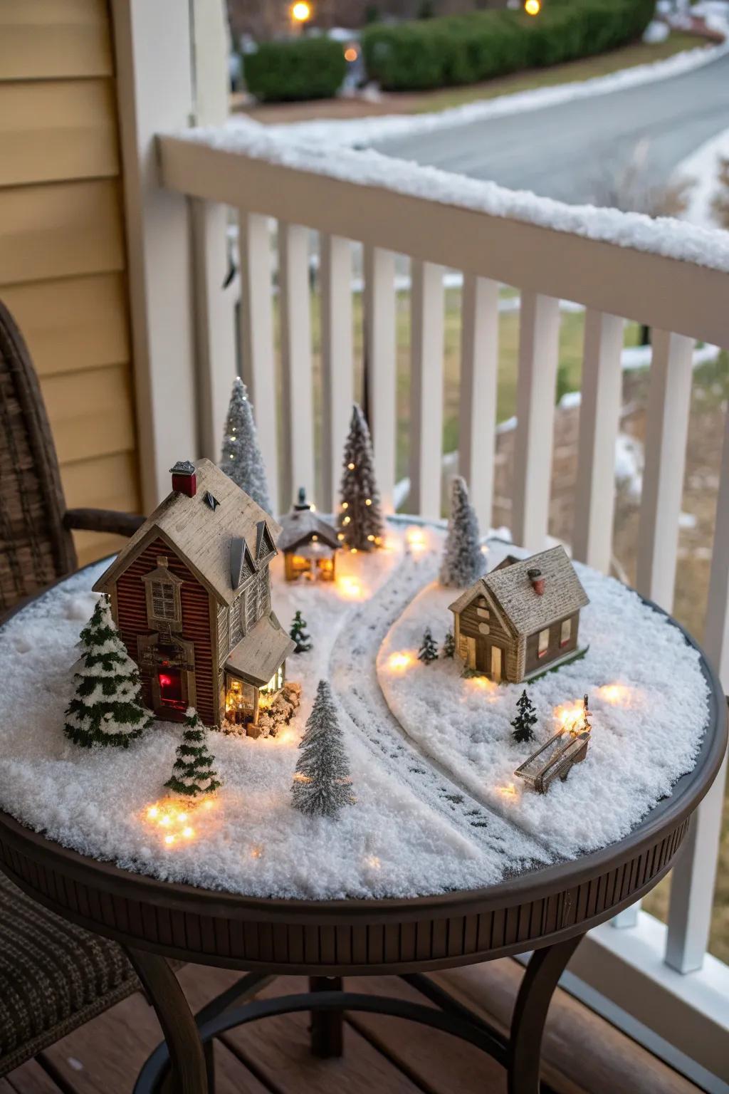 A miniature scene introduces whimsy and charm.