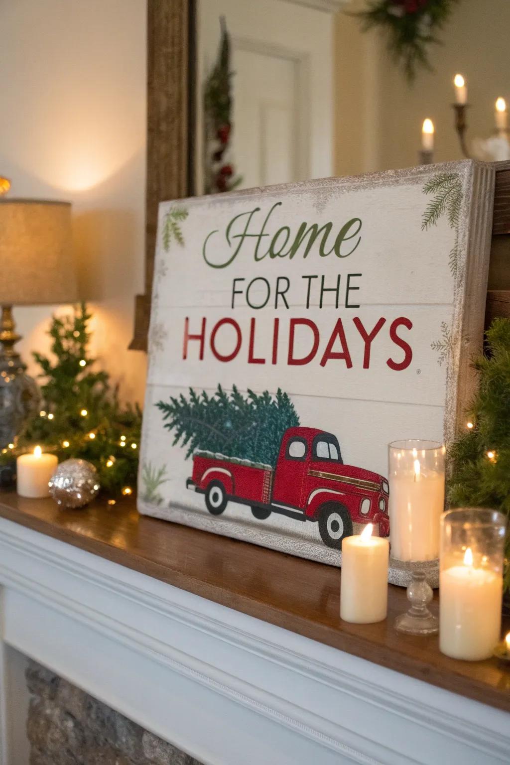 Evoke nostalgia with a timeless truck-themed Yuletide notice.