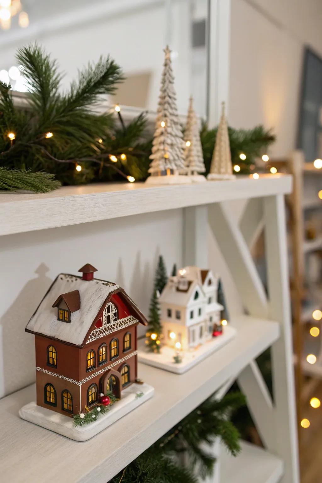 A suspended shelf furnishes a contemporary and space-conserving presentation alternative.