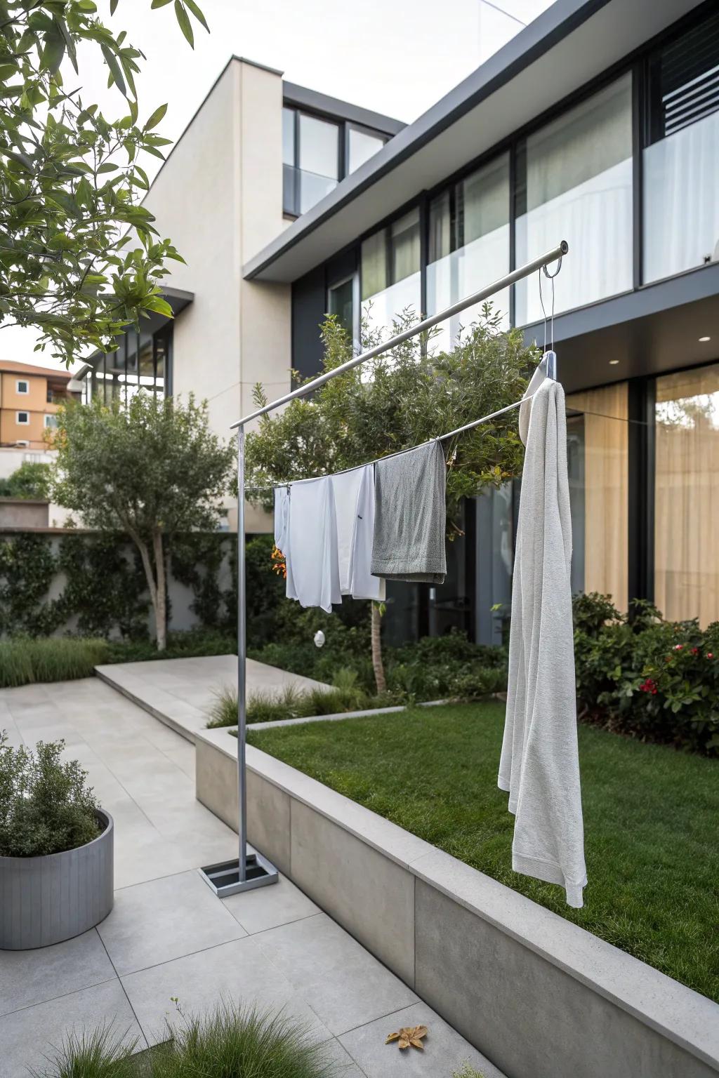 Simplicity at its finest: a modern minimalist clothesline.