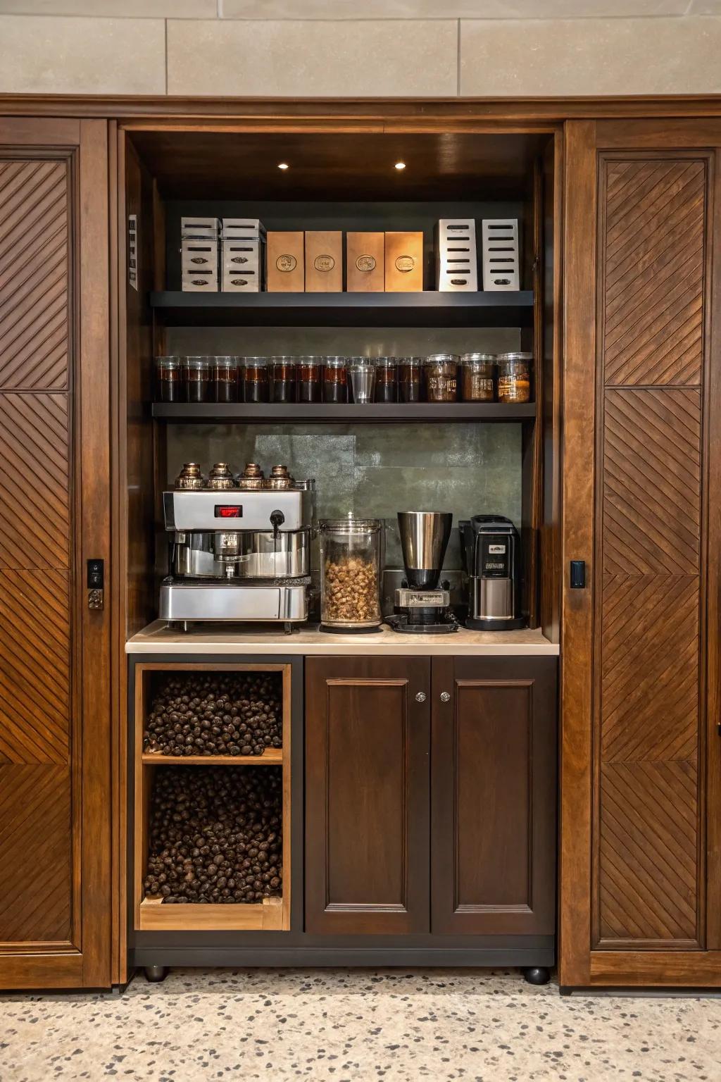 A concealed arrangement maintains a streamlined and tidy space.