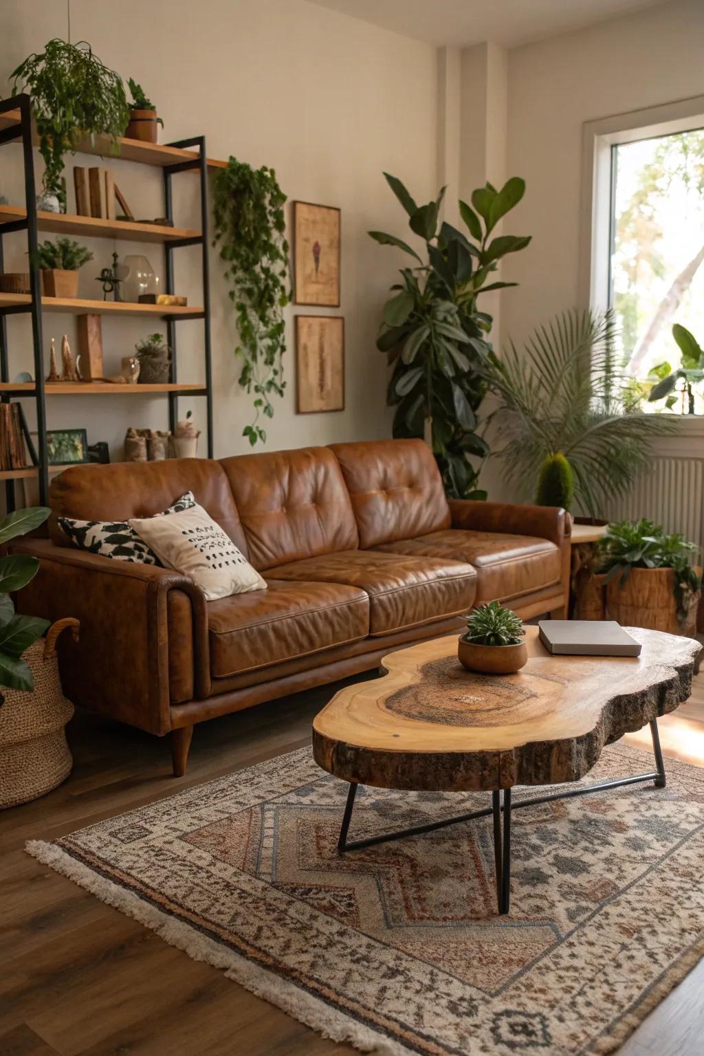 Organic-edge tables bring nature's beauty into your home.