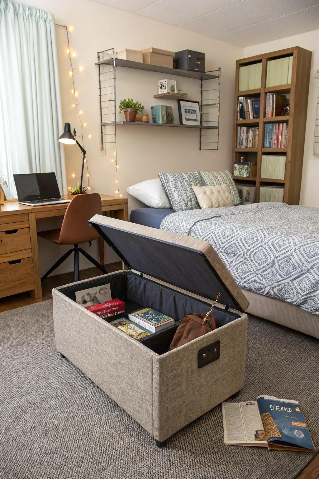 Multi-functional furniture maximizes usefulness.