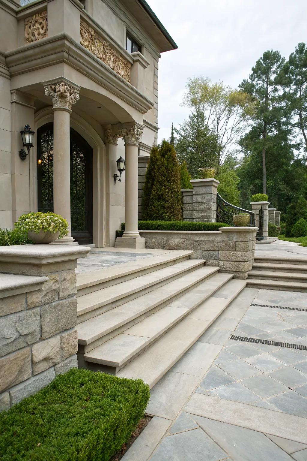 Blending concrete with stone for that polished look.