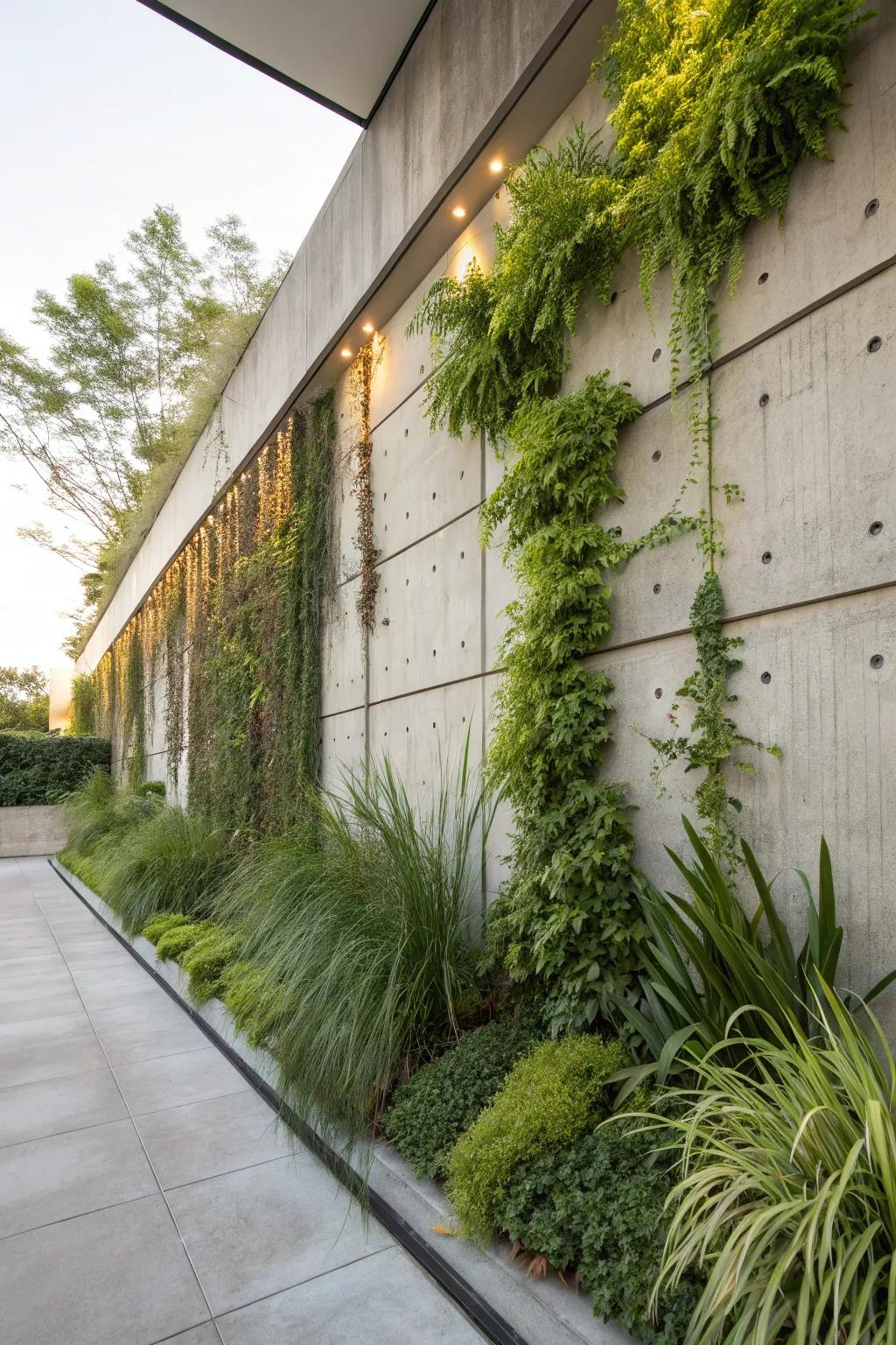 Vertical gardens bring exterior charm to stone settings.