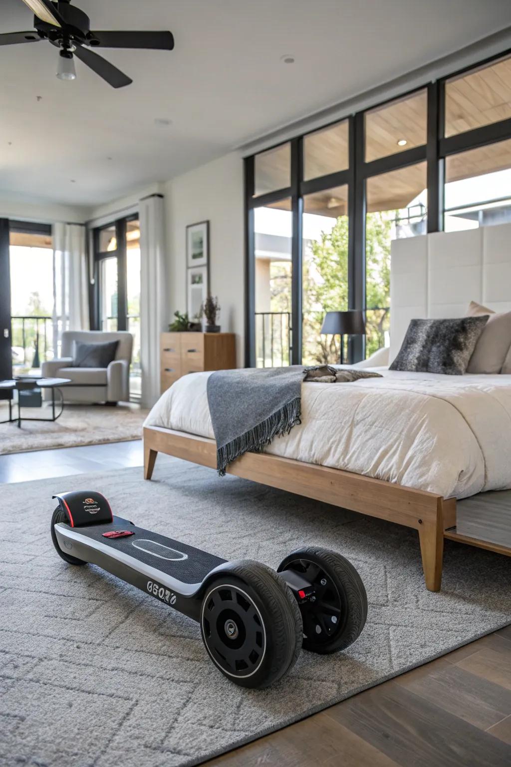 A floating platform bed provides a futuristic and innovative touch to your area.