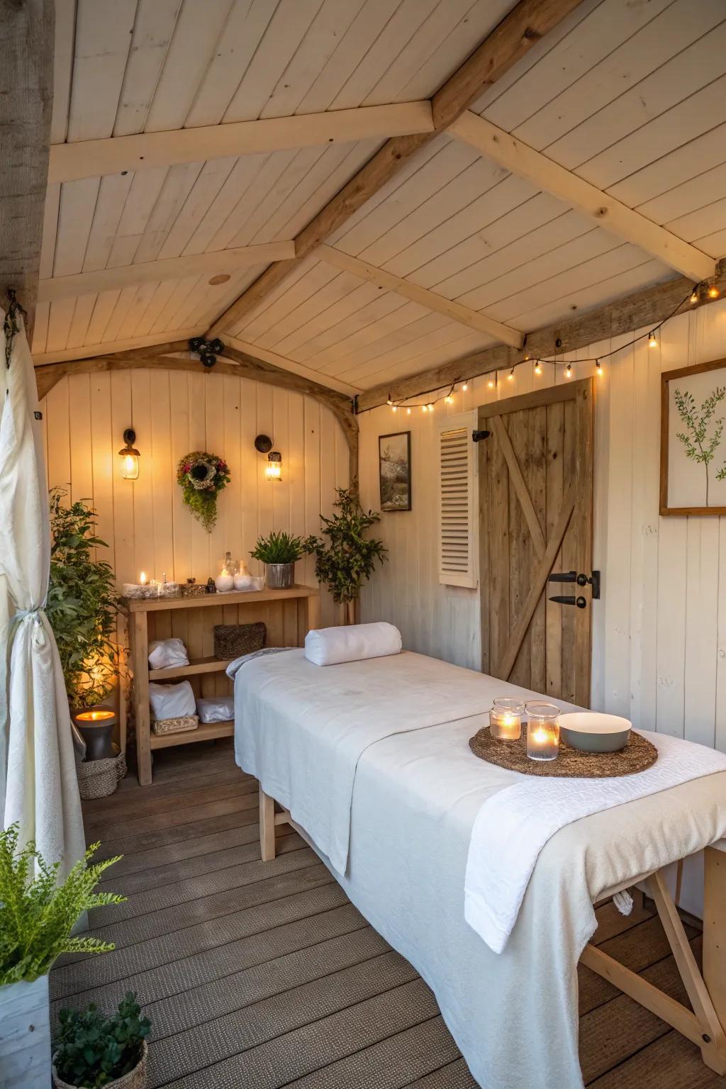 Indulge in relaxation with a shed spa retreat.