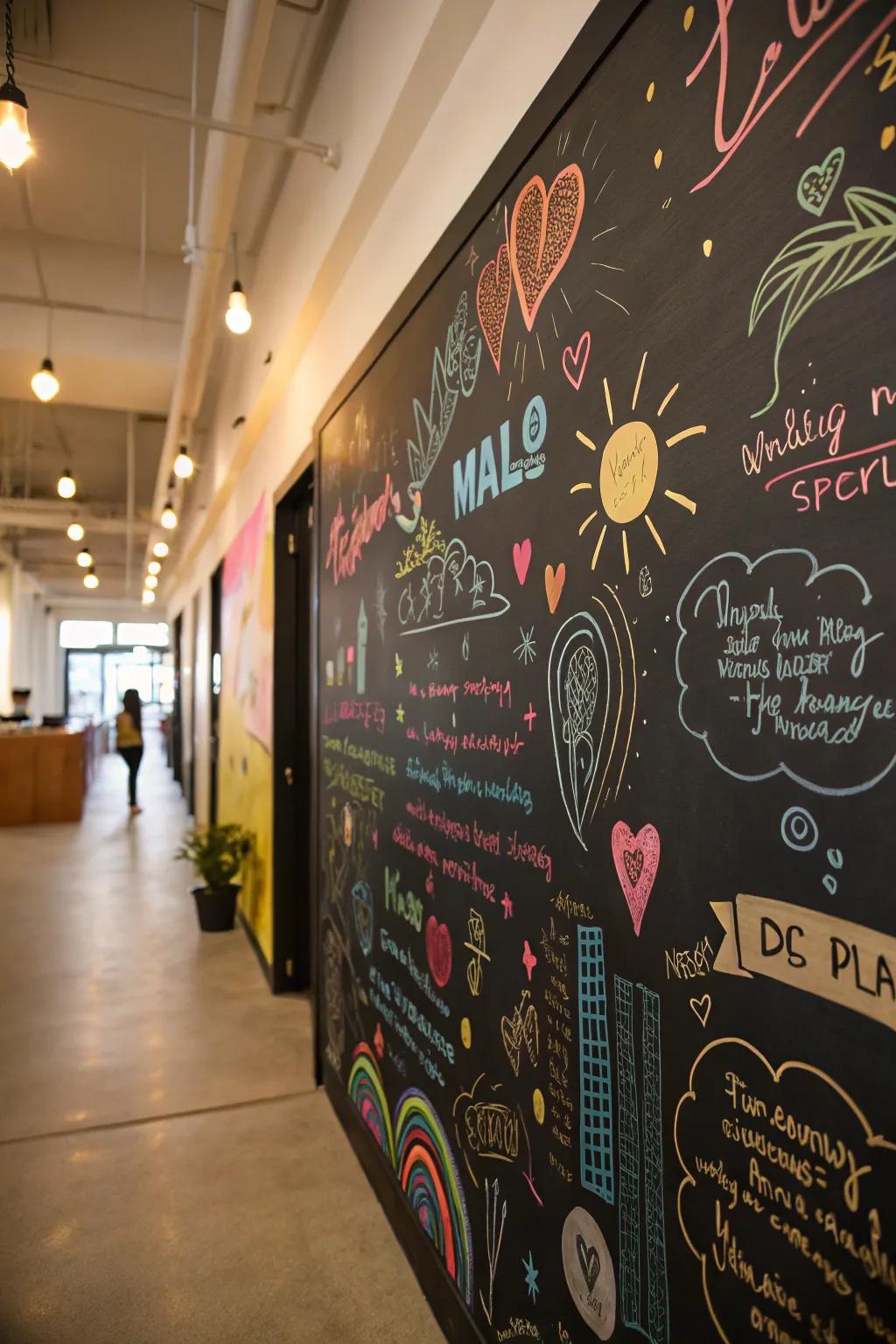 Writable board walls offer endless creativity.