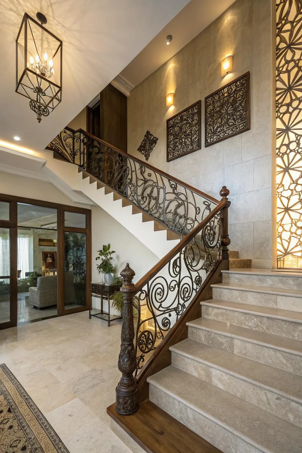 Artistic touches turn staircases into masterpieces.