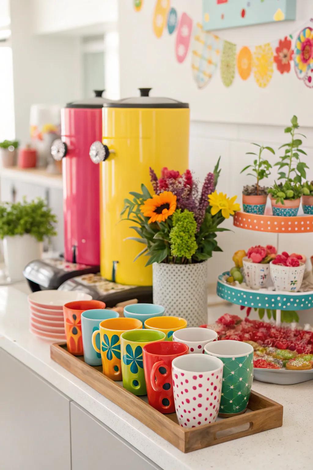 A pop of color brings energy to your coffee station.