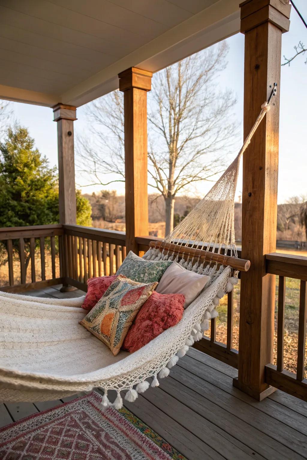 Comfortable seating invites relaxation on your country porch.