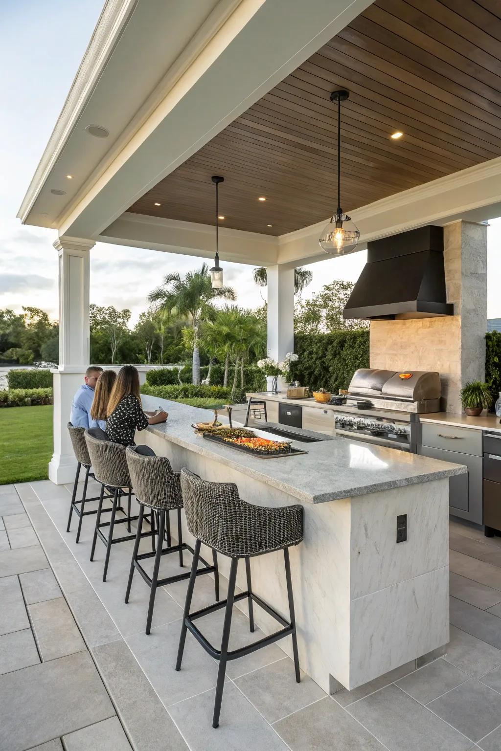 A bar seating area transforms your cooking area into a social hub.