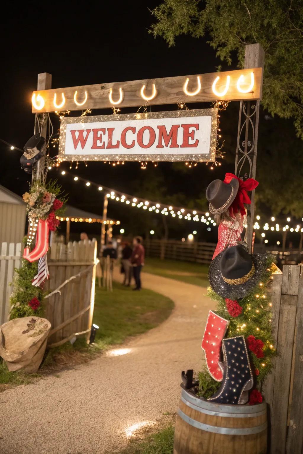 Welcome attendees in elegance with a Western-themed entrance.