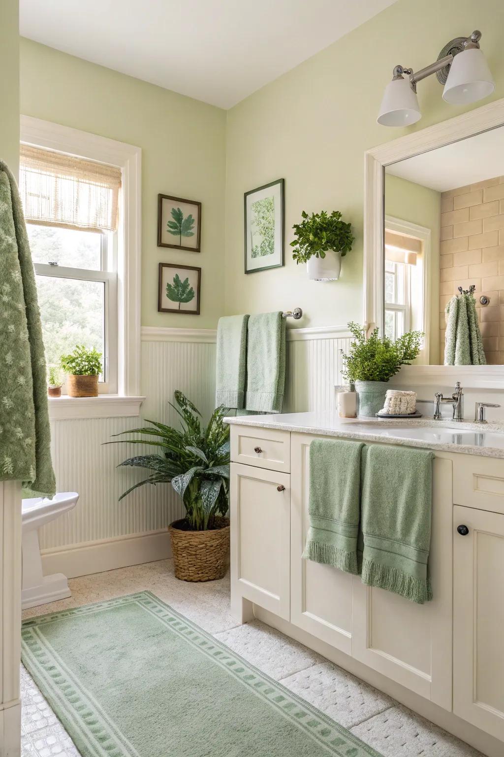 Gentle green aspects enhance the cream colours wonderfully.