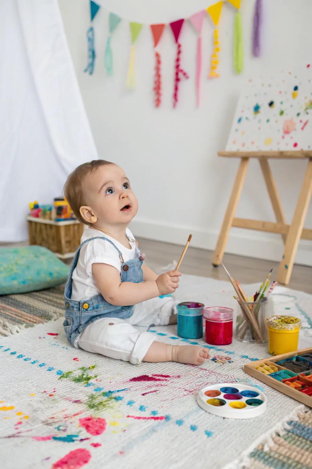 Capturing creativity in a colorful mini art studio.