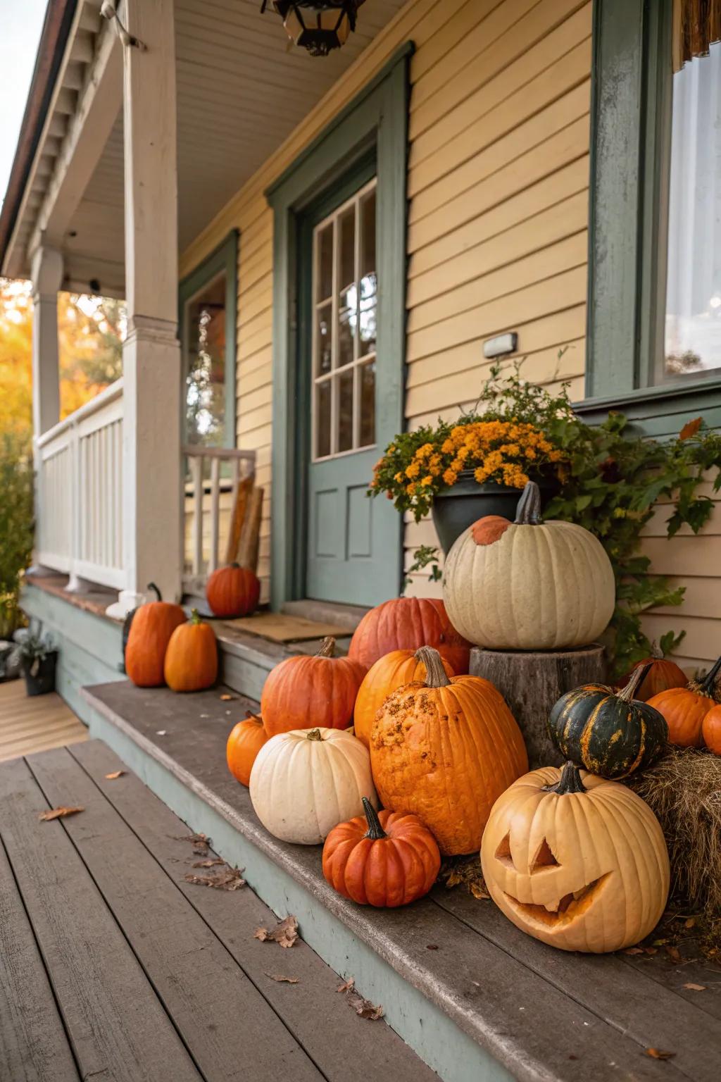 A vibrant pumpkin garden greets guests.