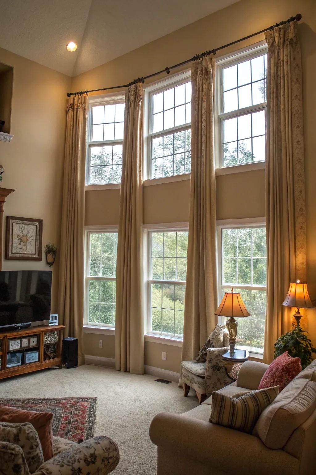 Multi-section curtains provide flexible and adaptable window coverage.