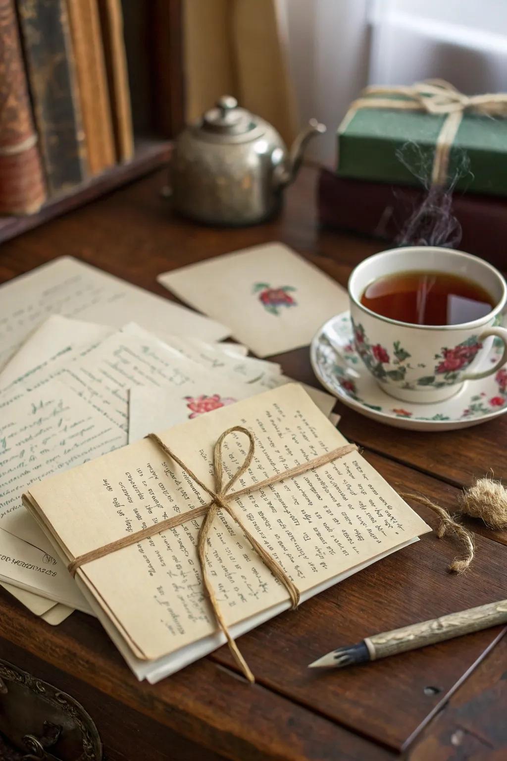 A handwritten missive compendium signifies a timeless and heartfelt present.
