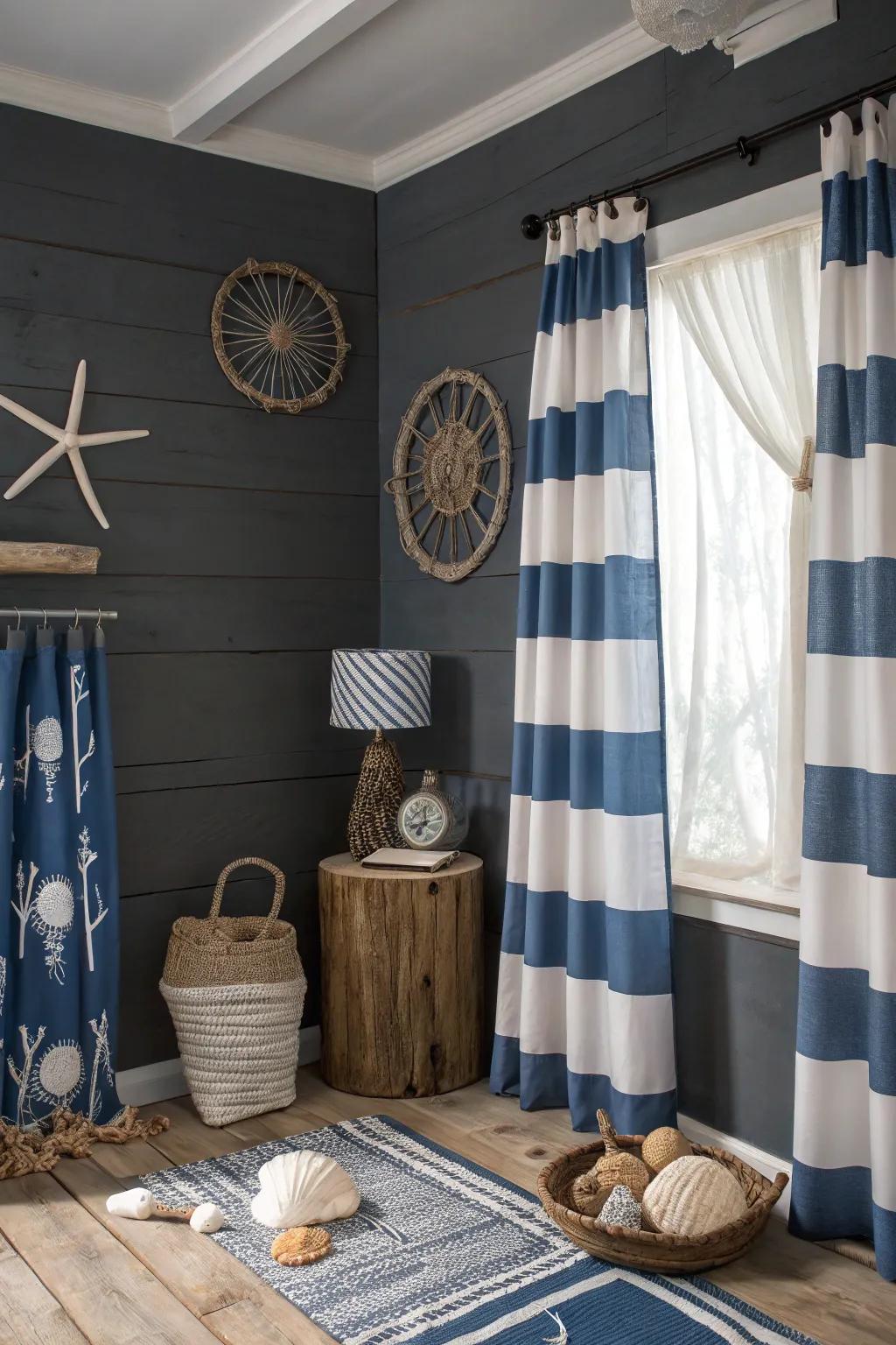 Coastal comfort building a renewing mood inside a grey room.