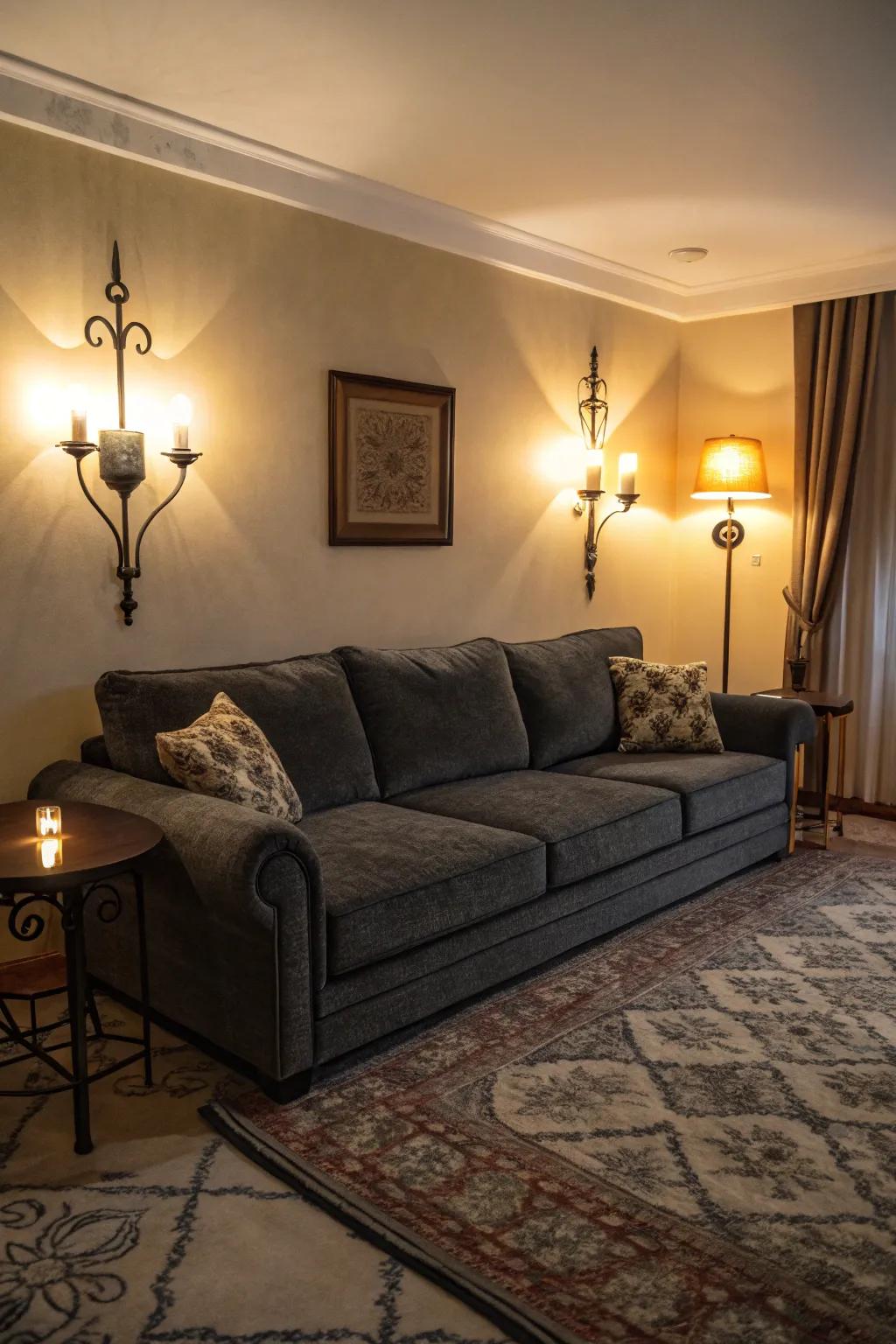 Ambient illumination contributes warmth and invites relaxation.