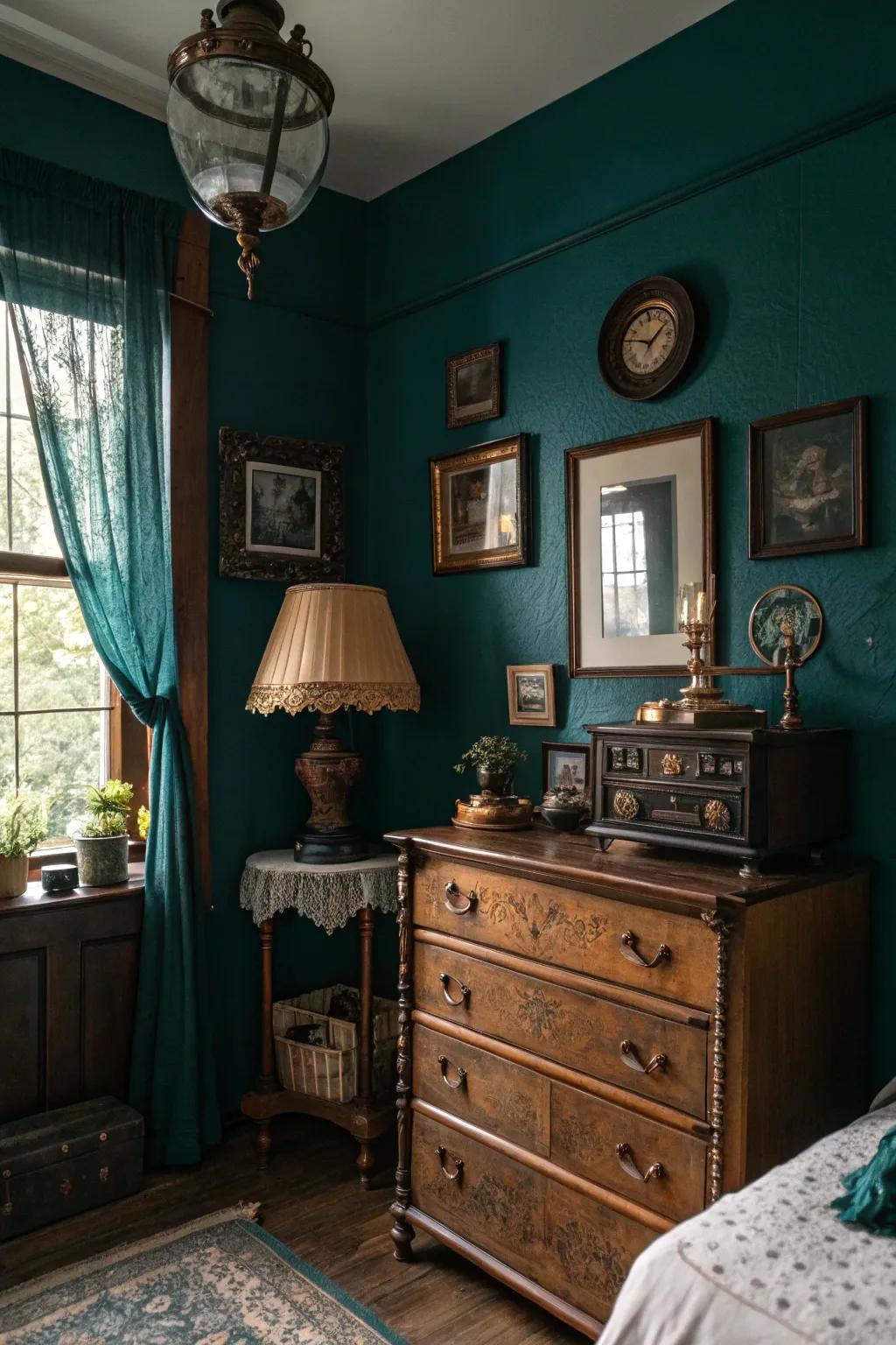 Retro décor imparts character and charm to teal.