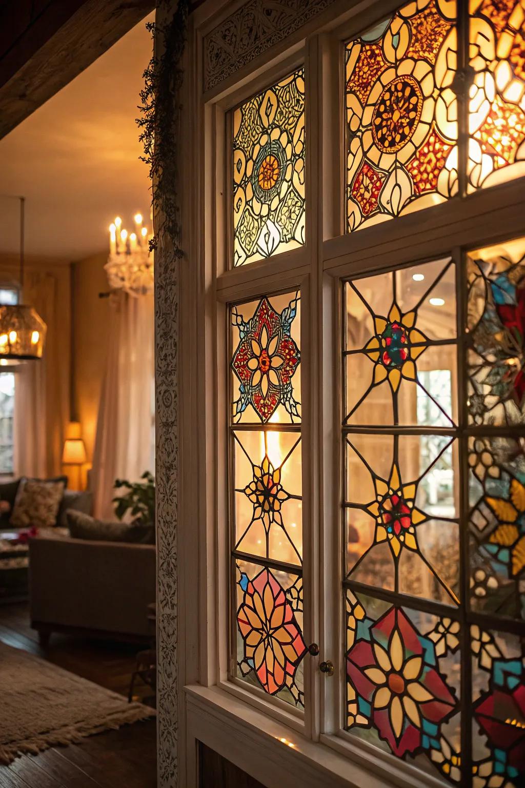 Decorative window films offer both privacy and artistic beauty.