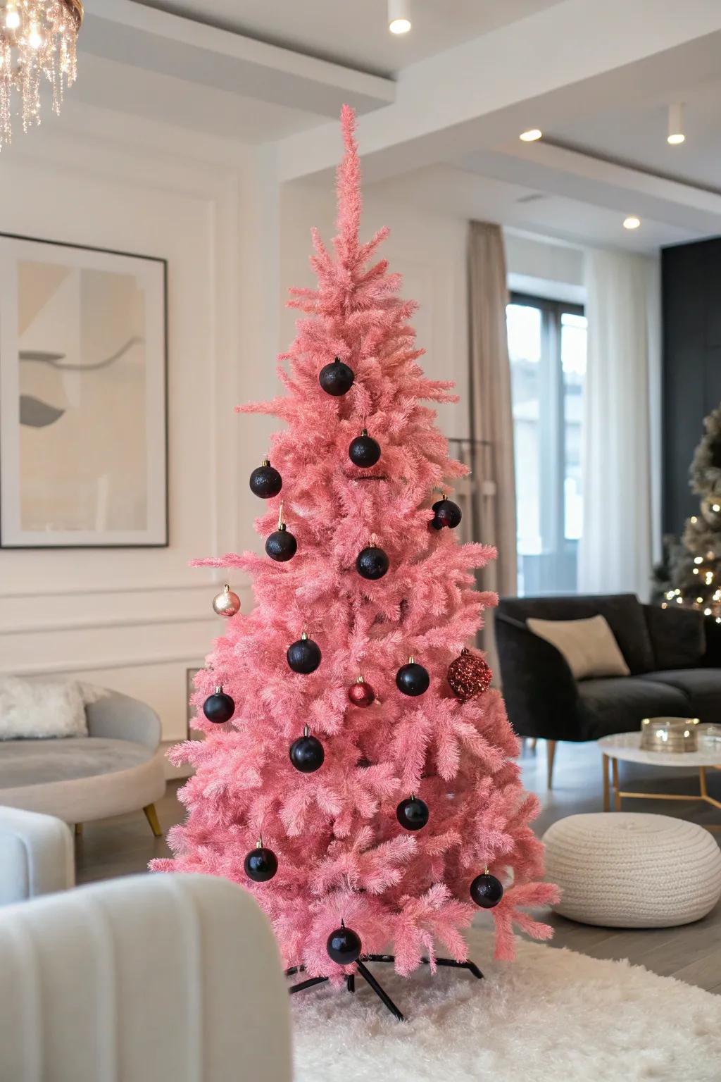 A chic tree with bold black accents.