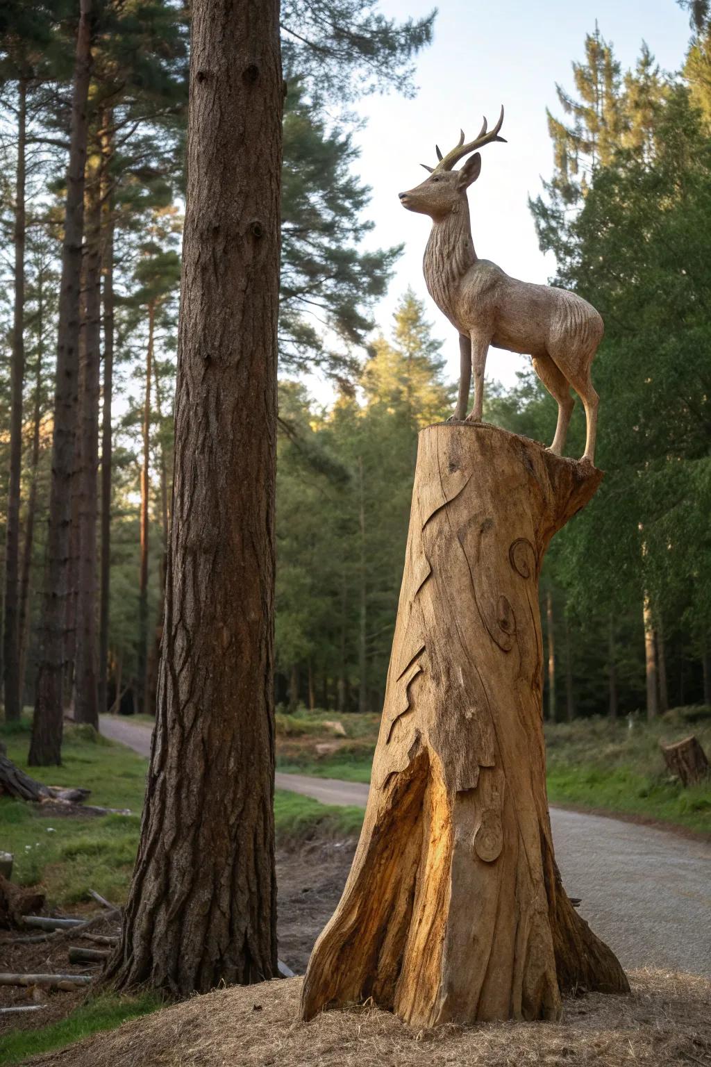 Showcase your artistry with a carved tree stump sculpture.