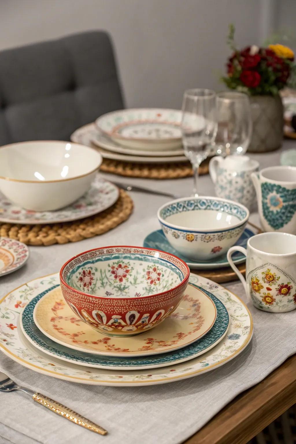 Combining antique tableware yields an unparalleled dining experience.