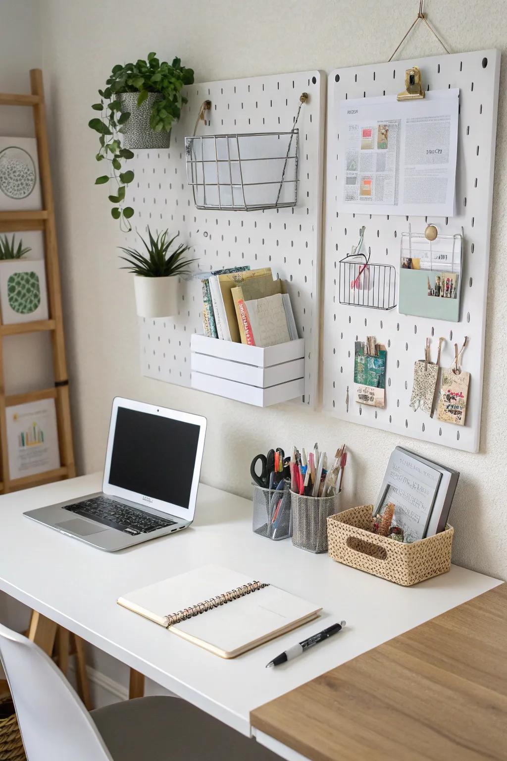 Wall-affixed solutions to free up desk space.