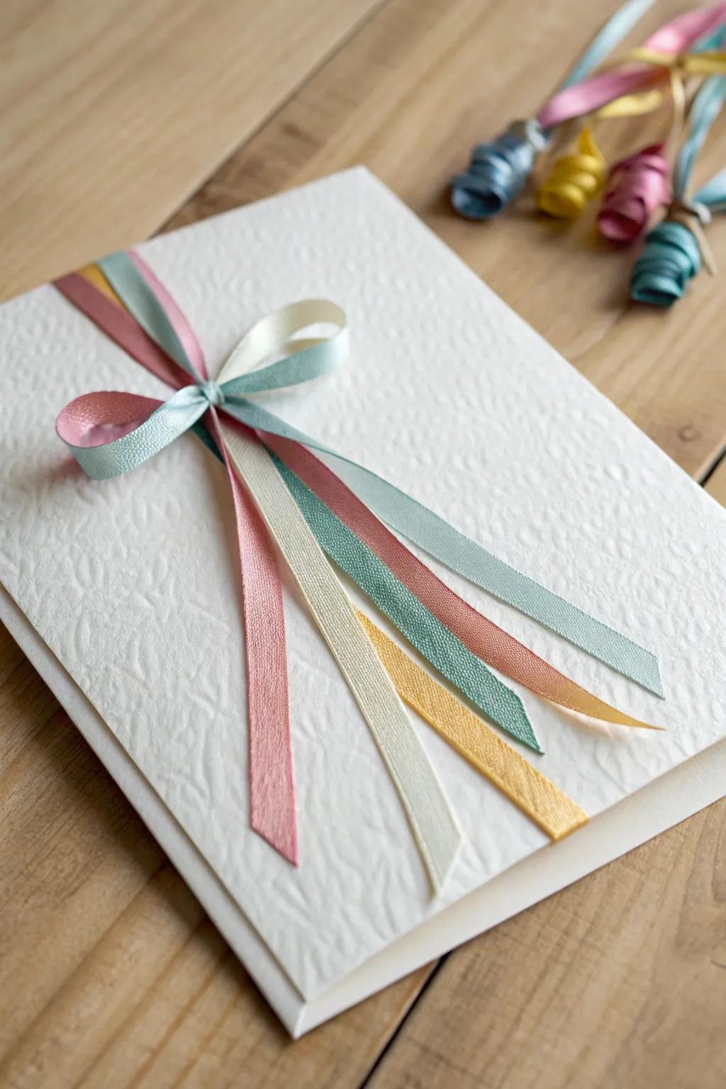 Celebrate with a touch of color and artistry: Multi-Colored Ribbon Birthday Card.
