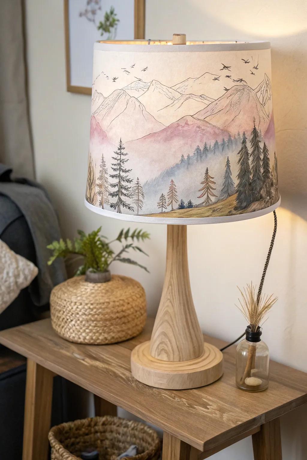 With this exquisitely painted lampshade, bring the tranquility of nature inside.