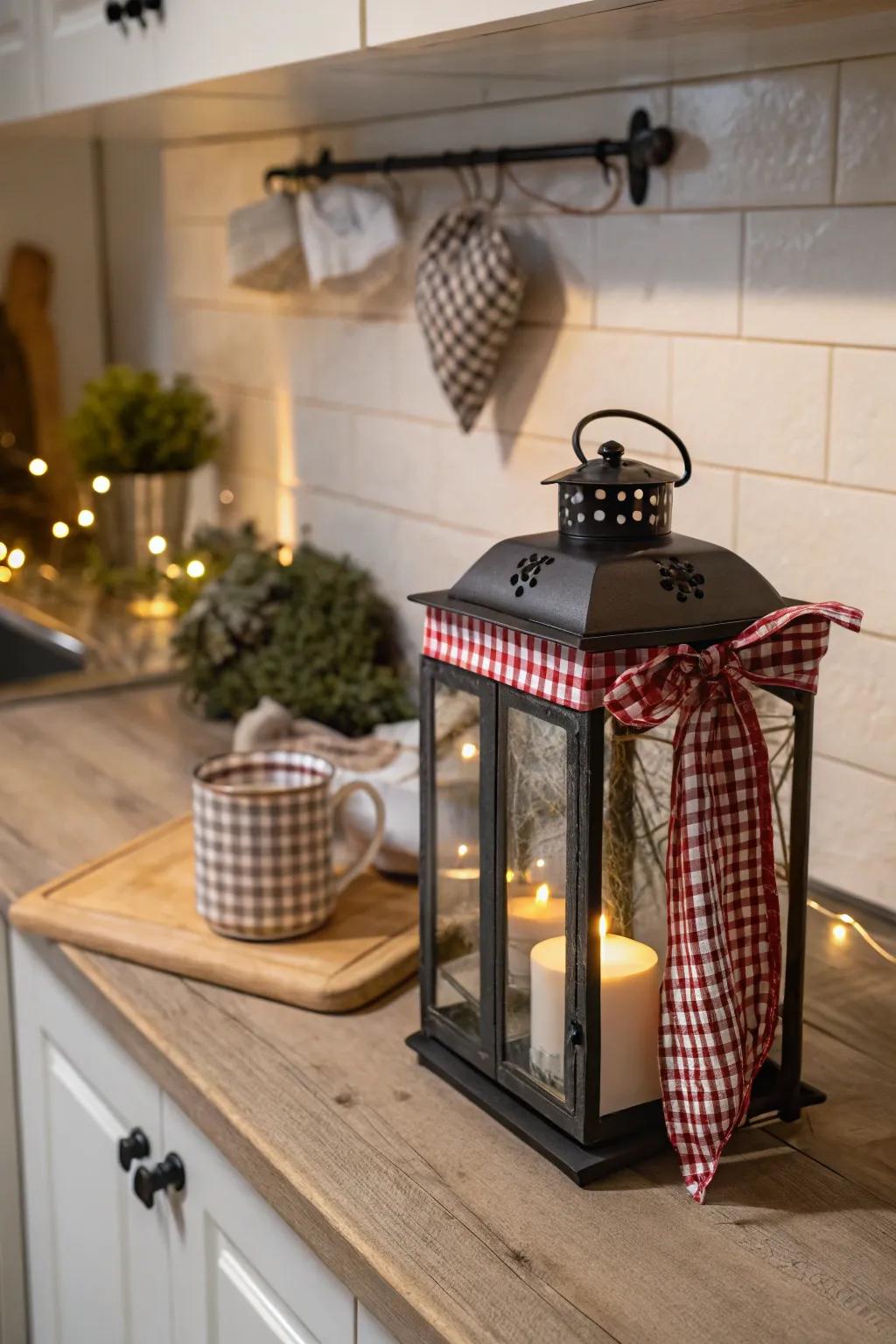 Gingham textile adds a country chic touch to orbs.