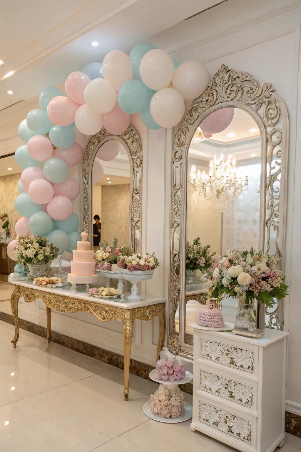 Refined setup featuring mirrored decor elements.