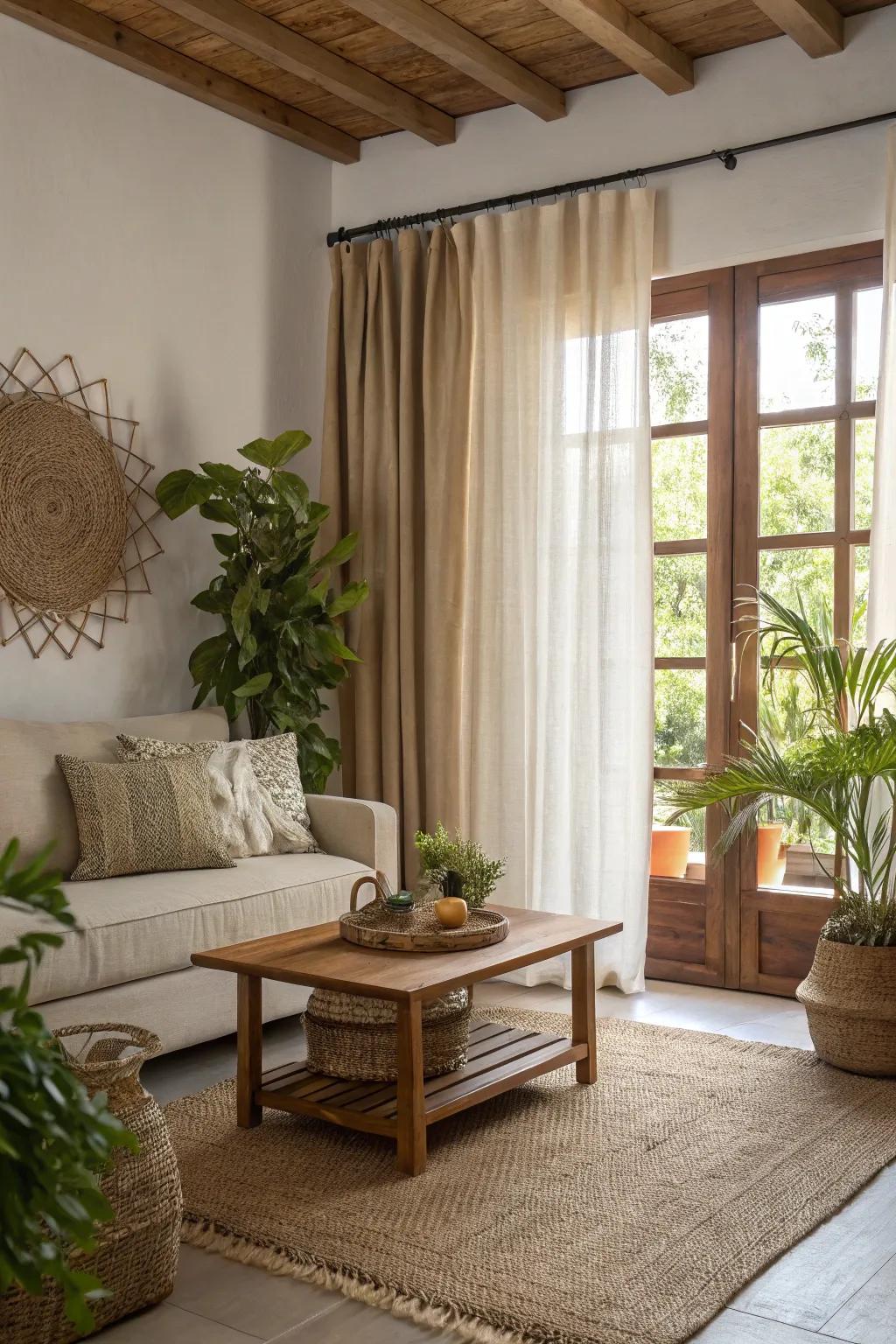 Fabrics that are eco-friendly give elegant designs a sustainable touch.