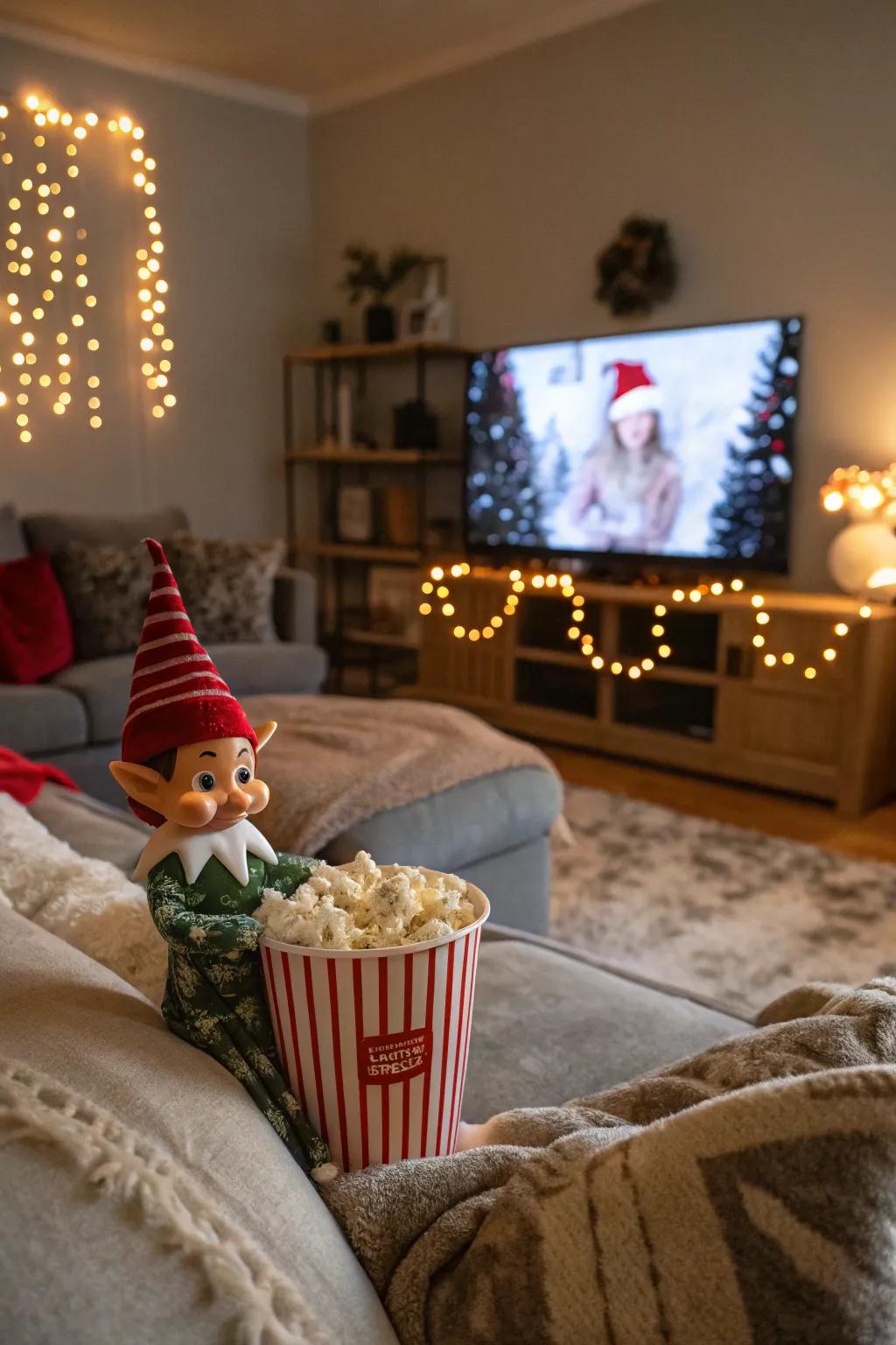 Enjoy a festive movie night with your elf.