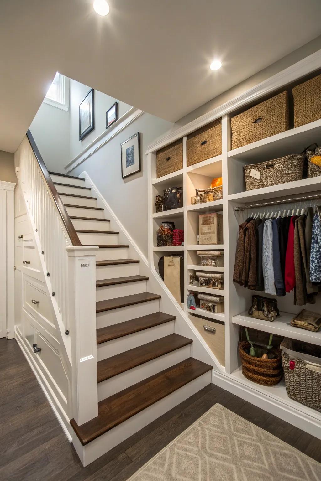 Smart storage maximizes the functionality of stairways.