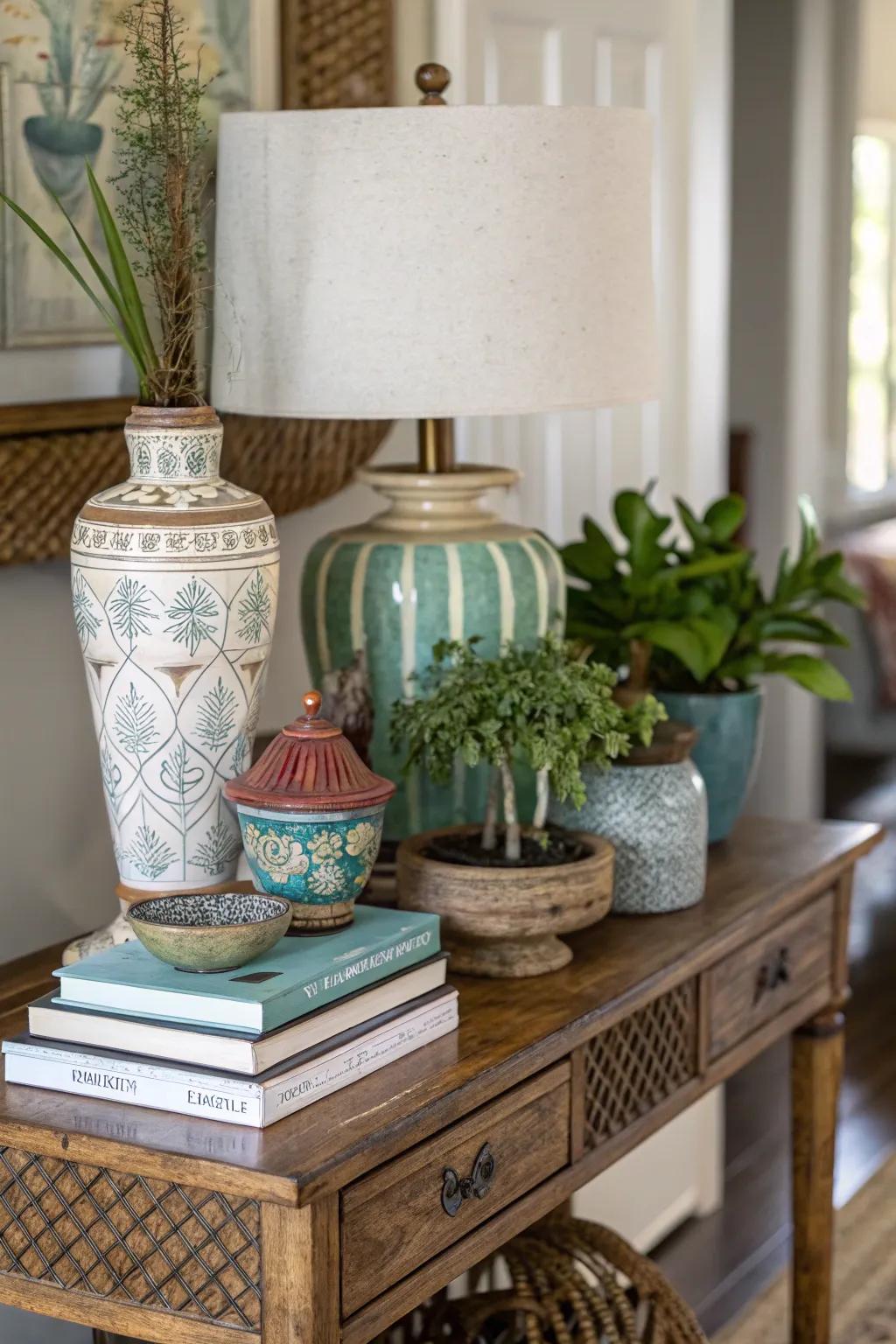 A blend of diverse pieces adds unique character.