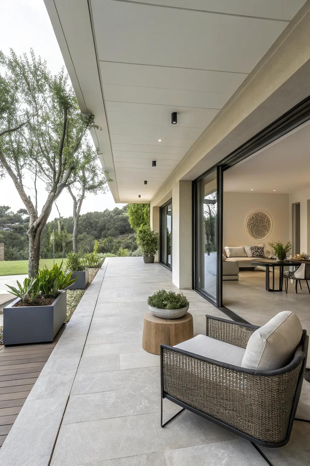 Embrace contemporary minimalism for a sleek patio extension.