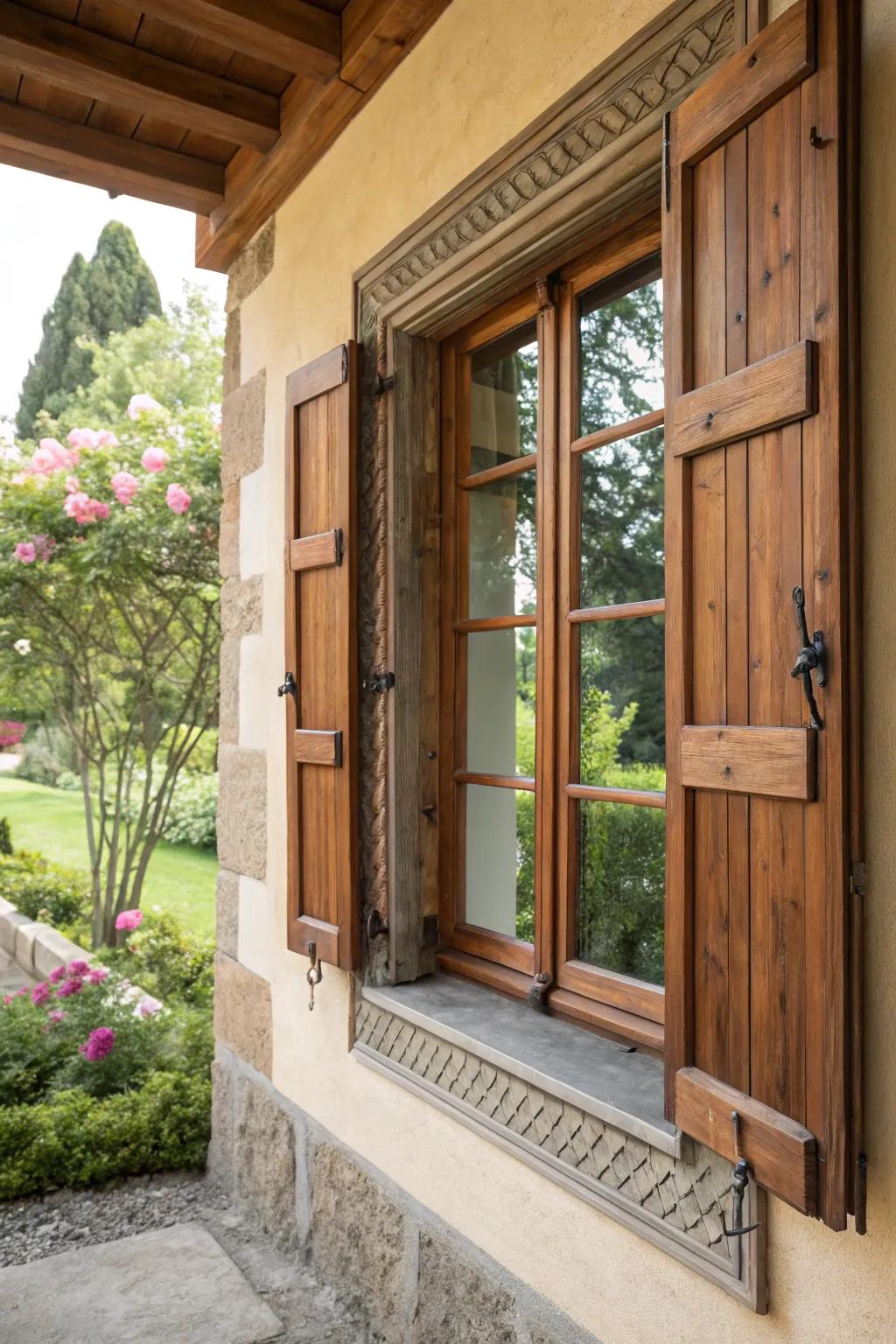 Window with natural wood accents