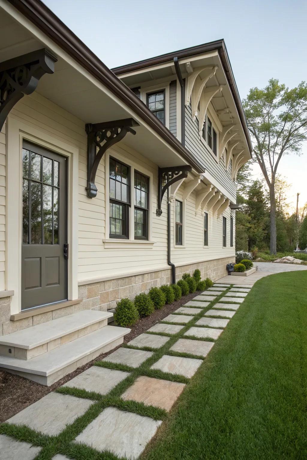 Stepped accents add unique architectural detail and sophistication.