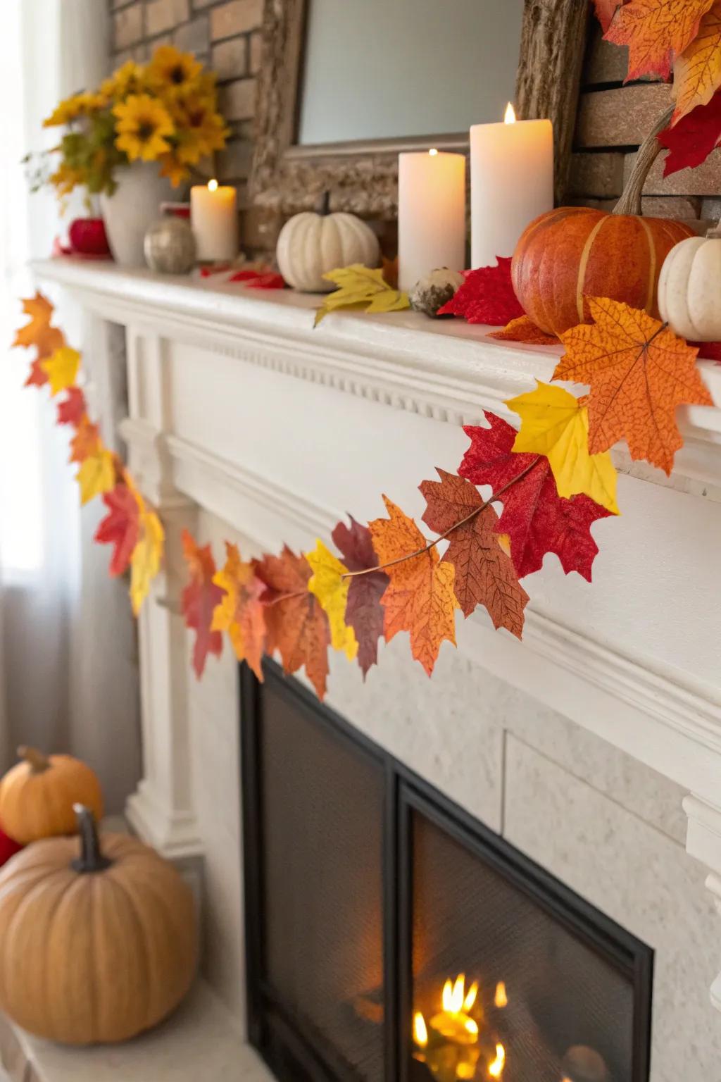 A leaf swag adds a touch of fall to your decor.