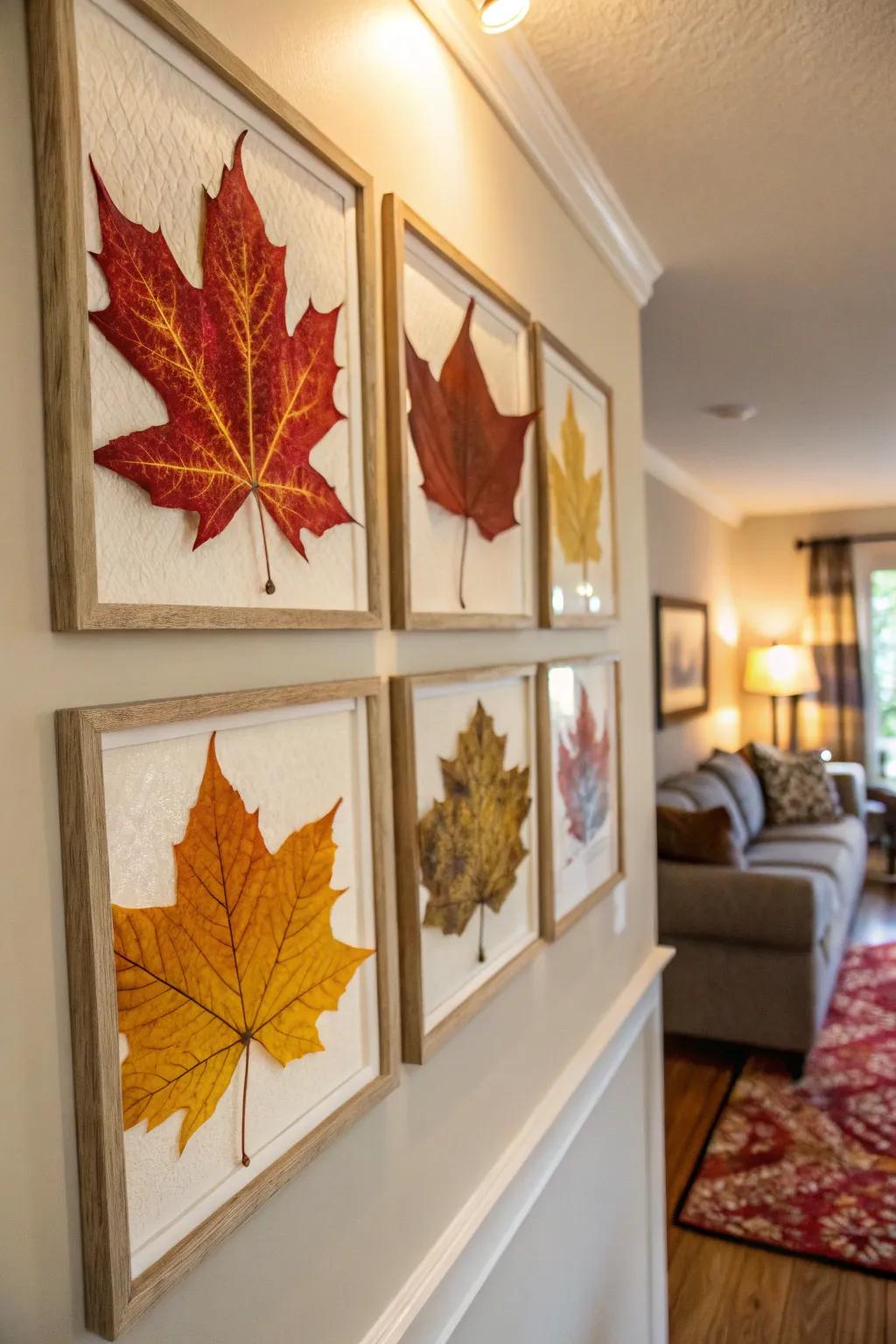 Leaf wall art delivers a custom and artistic detail to fall decorating.