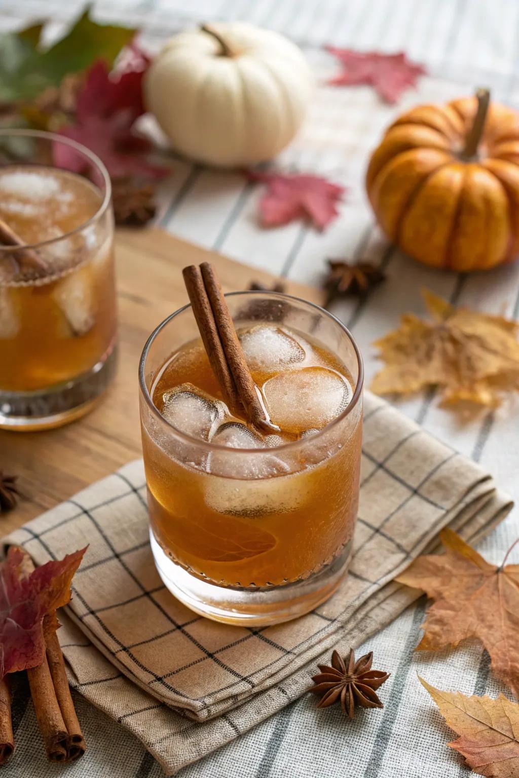 Cinnamon ice pieces for a cozy drink.