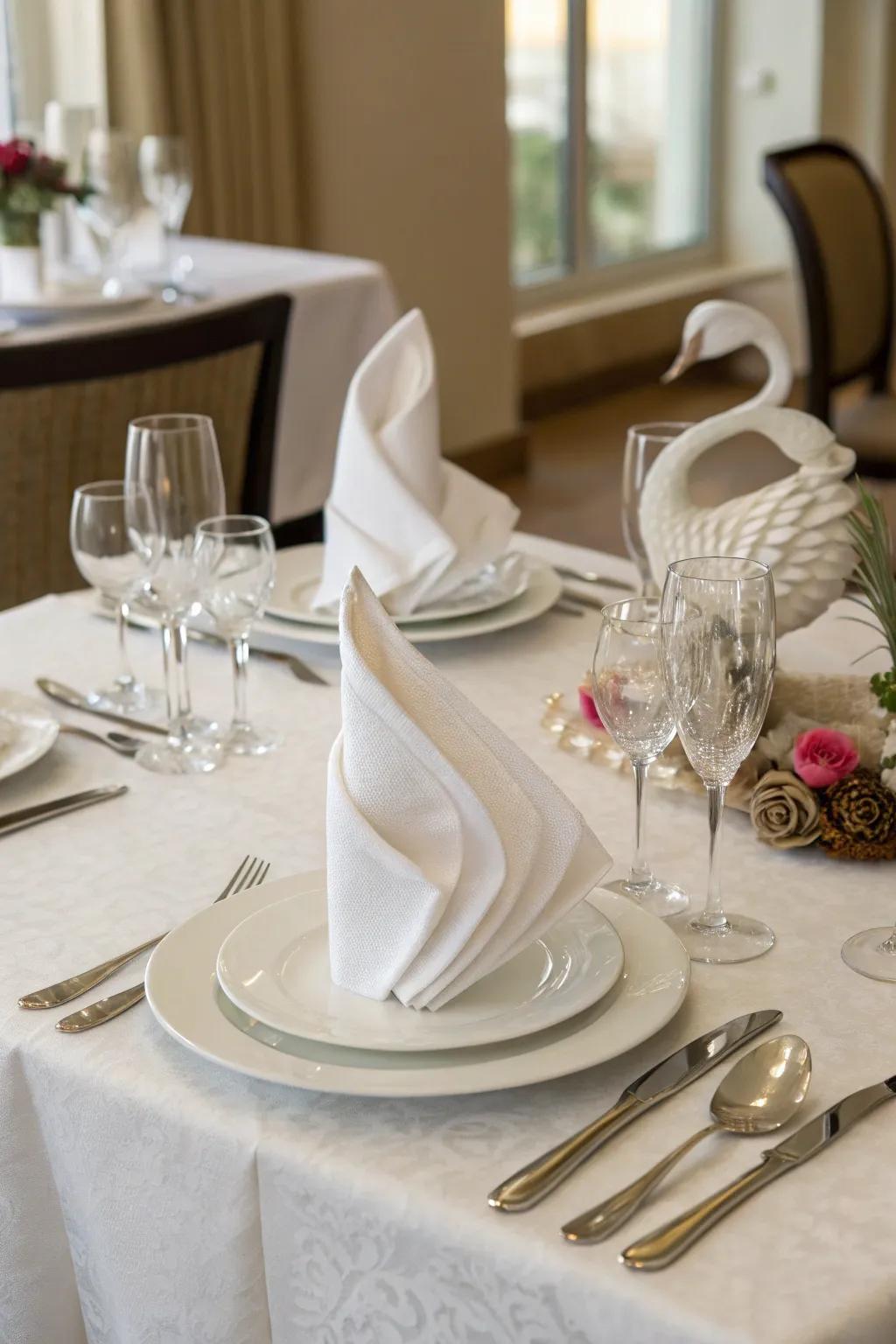 Aquatic bird folds bring grace and elegance to any occasion.