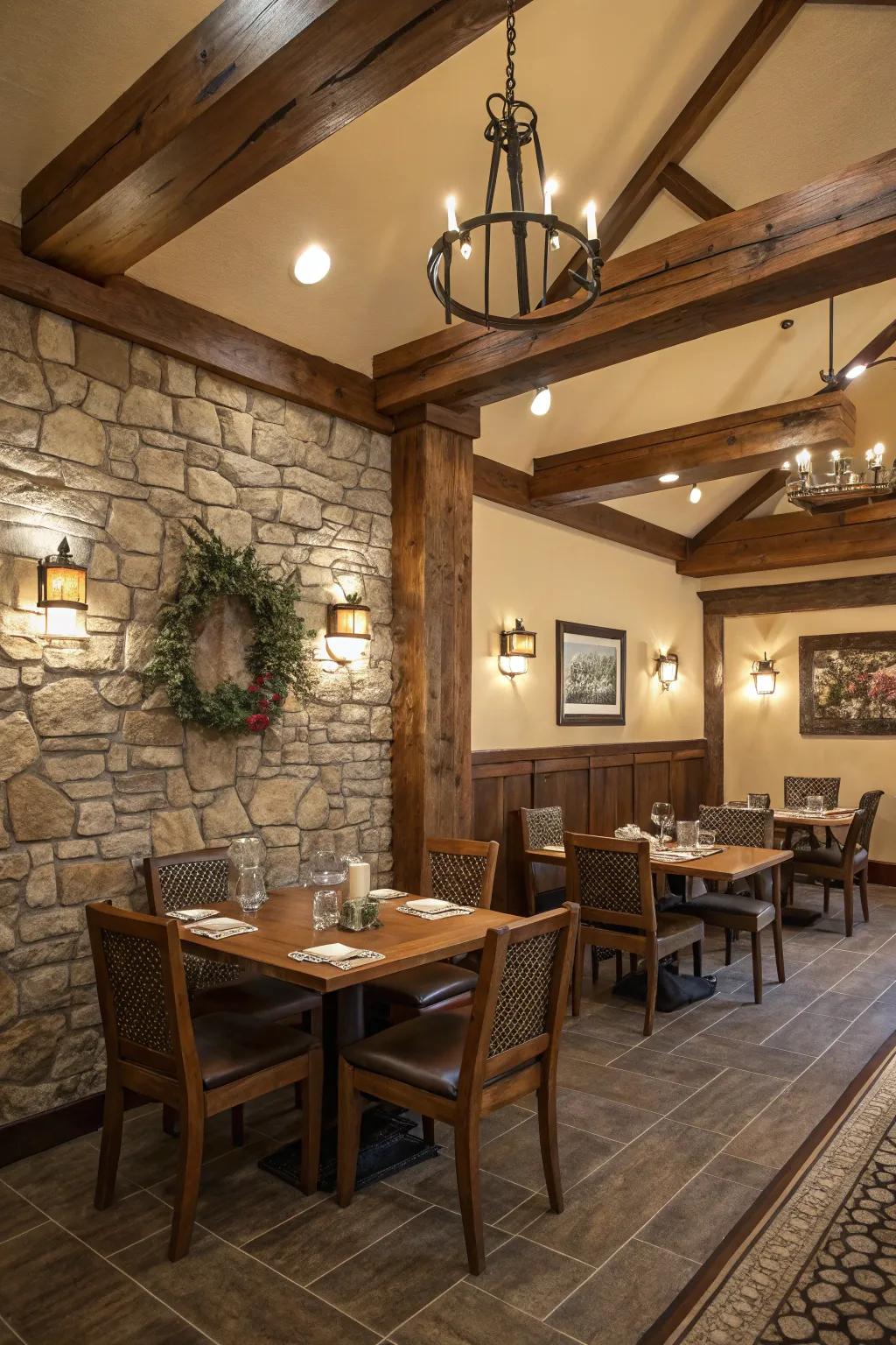 Exposed supports add authentic farmhouse charm.