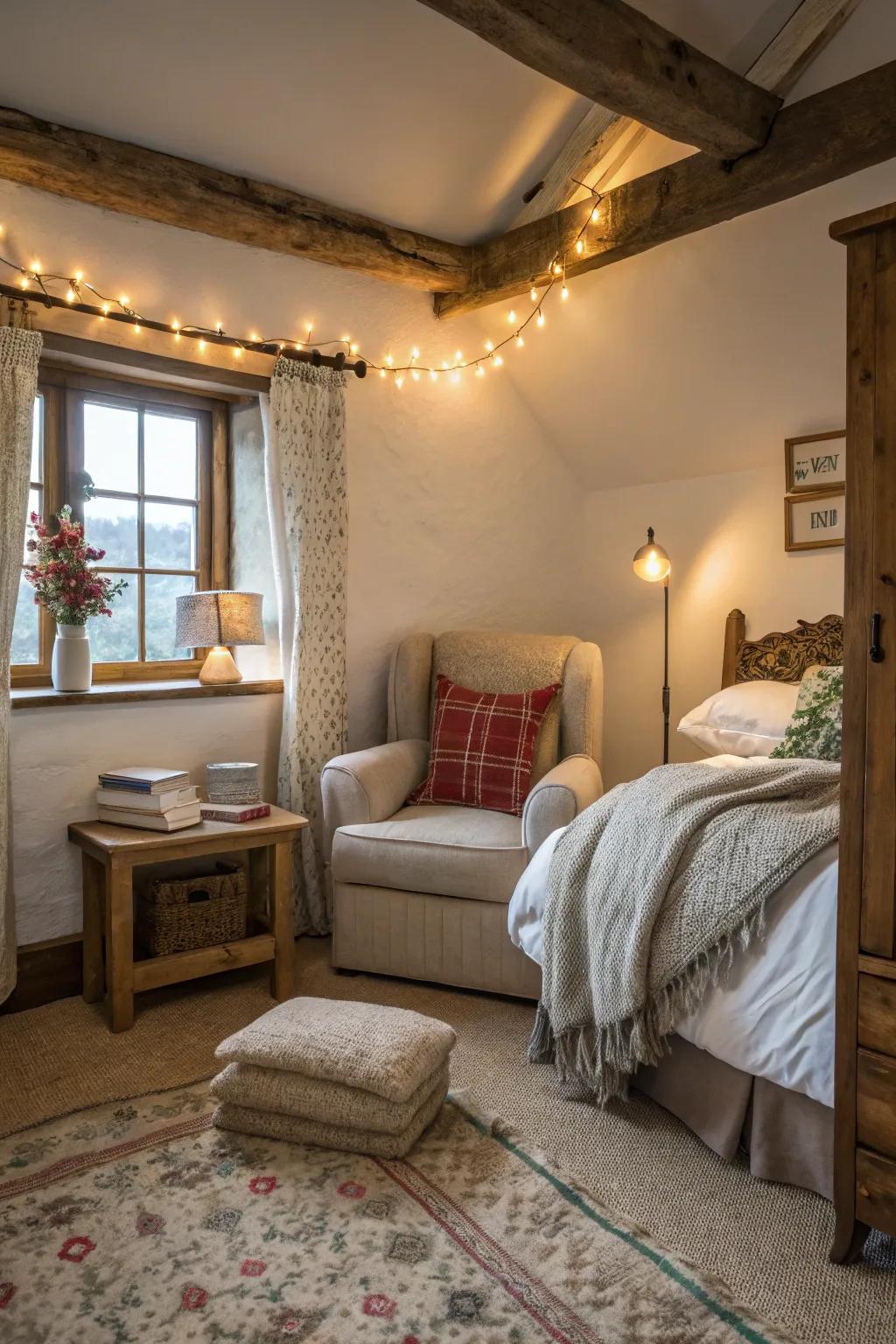 A cozy reading corner for relaxation and leisure.